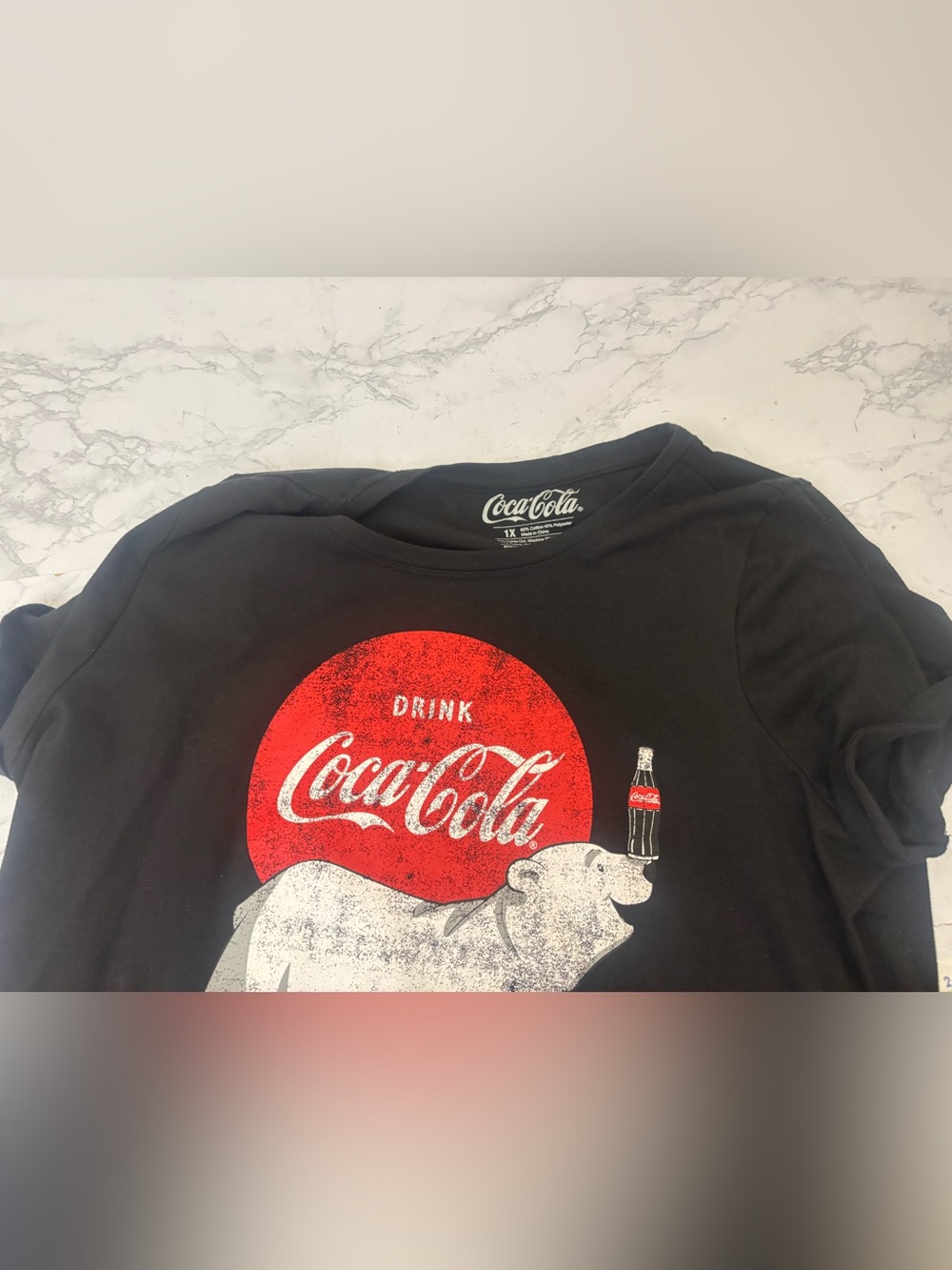 Coca-Cola  T-Shirt Women’s 1X Short Sleeve Distressed Tee Black Pullover - Picture 7 of 7